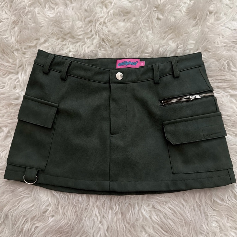 EDIKTED Dark Green Mini Skirt with Pockets